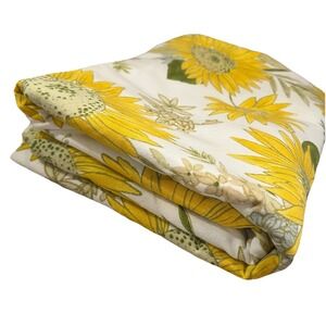 Pottery Barn Vtg Spring Tablecloth Flora Yellow Sunflower Cotton Rectangle 70x90